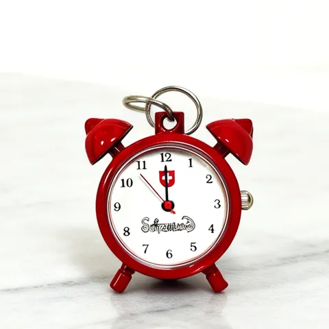 Mini Simpatico Orologio Pendente Sveglia Rossa Quarzo Vintage Portachiavi Orologio Portatile Studente Tempo Regalo