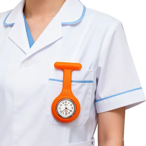 Colorful Silicone Nurse Pocket Watch Quartz Movement Round Dial Pointer Simple Chest Watch For Student Exam