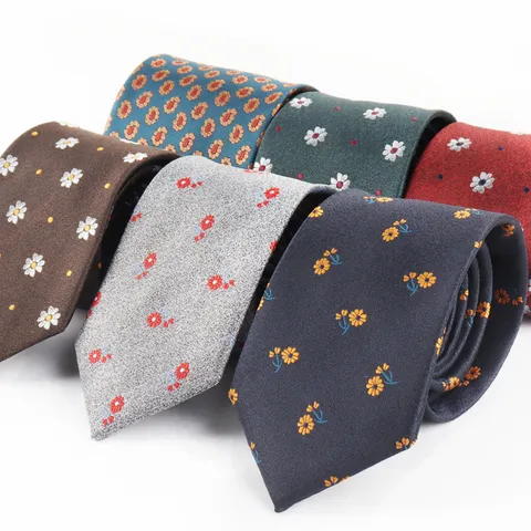 Heren Mode Vintage Paisley Bloemen Madeliefje Bedrukt Polyester Stropdas Business Casual Pak Das Trouwfeest Halsbekleding
