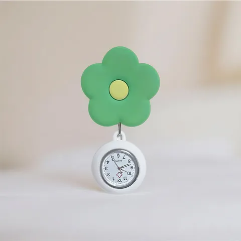 Orologio da Tasca per Infermiera in Silicone Retrattile Floreale Colorato Movimento al Quarzo Carino Esame Studente