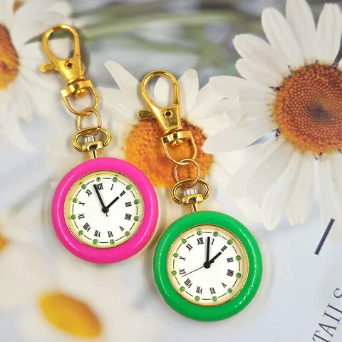 Orologio da Tasca al Quarzo con Ciondolo Colore Macaron Classico alla Moda Portatile Mini Carino per Studenti