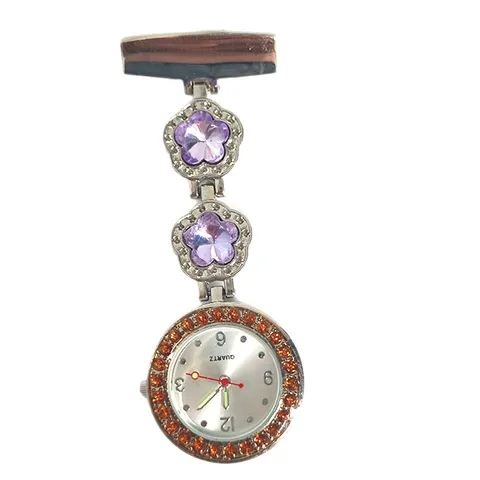 Orologio da Infermiera in Strass alla Moda con Fiore di Cristallo Quarzo Fob Orologio da Tasca con Spilla per Personale Medico Donna Gioielli