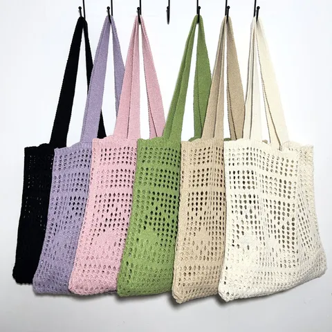 Damen Retro Gestrickt Hohl Ausgeschnitten Umhängetasche Koreanischer Stil Minimalistische Offene Handtasche Lässige Häkeln Einkaufstasche Für Den Täglichen Urlaub Reisen