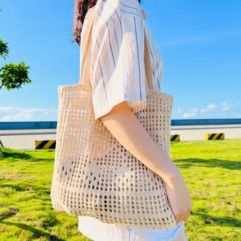 Damen Retro Gestrickt Hohl Ausgeschnitten Umhängetasche Koreanischer Stil Minimalistische Offene Handtasche Lässige Häkeln Einkaufstasche Für Den Täglichen Urlaub Reisen