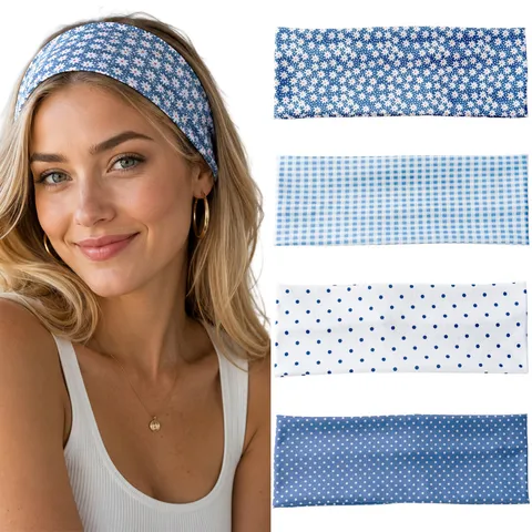 Polka Dot Elastic Headbands Knitted Floral Print Sweatband Sports Yoga Running Hair Bands Breathable Fashion Headwraps For Women Hair Accessories