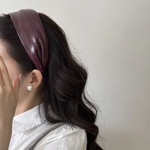 Modern Elegant Breit Stirnband PU Leder Gewebte Paillette Anti-Rutsch Haarband Einfarbig Kopfschmuck Zubehör Für Damen