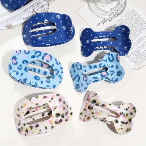 Süße Leopard Stern Pfotenabdruck Knochen Flache Haarklammer Für Damen Mode Acryl Hai Clip Haarkralle Große Kleine Haarnadel Zubehör