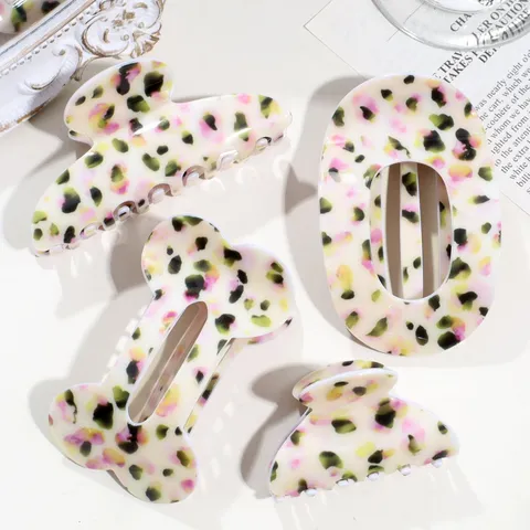 Süße Leopard Stern Pfotenabdruck Knochen Flache Haarklammer Für Damen Mode Acryl Hai Clip Haarkralle Große Kleine Haarnadel Zubehör