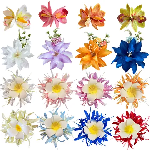Exotische Handgemachte Stoff Blume Haarklammer Für Damen Süße Frangipani Lilie Blumen Haarschmuck Für Reise Strand Urlaub Seitenhaarnadel
