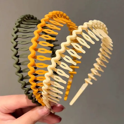 Serre-tête Ondulé Denté Simple pour Femmes en Plastique Résine Couleur Unie Serre-tête de Fixation des Cheveux pour le Lavage Quotidien du Visage Maquillage Accessoires de Cheveux