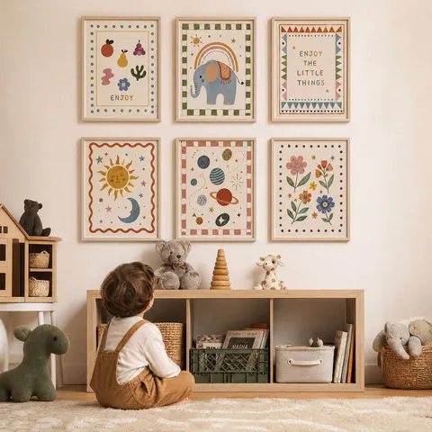 Noords Minimalistisch Olifant Zon Planeet Canvas Kunstdrukken Zonder Lijst Boheemse Kinderkamer Muur Decor Set Voor Woonkamer Kunst Kern