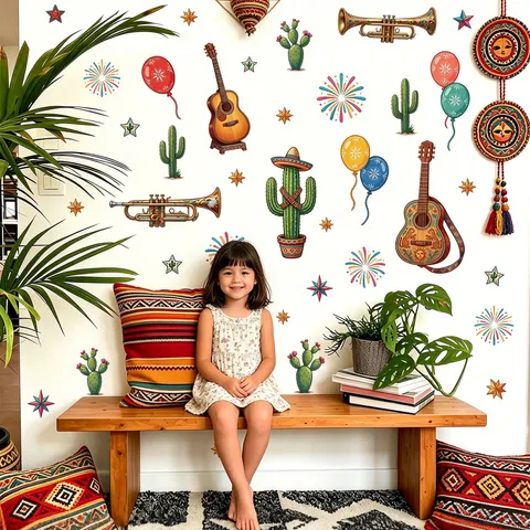 Watercolour Cactus Butterfly Wall Stickers Floral Plants PVC Removable Wall Decals Aesthetic Home Decor For Living Room Bedroom