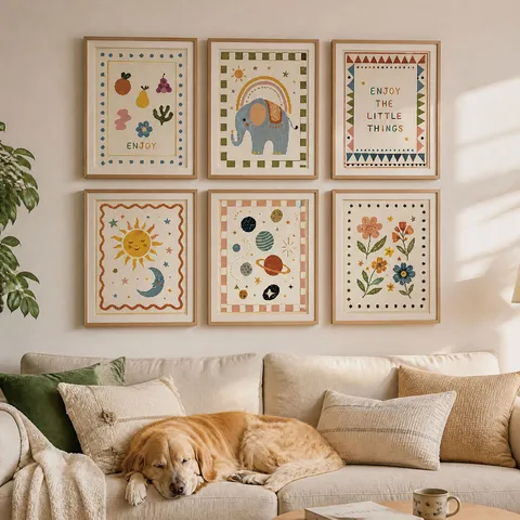 Noords Minimalistisch Olifant Zon Planeet Canvas Kunstdrukken Zonder Lijst Boheemse Kinderkamer Muur Decor Set Voor Woonkamer Kunst Kern