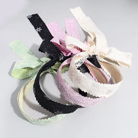Serre-tête en Dentelle de Style Coréen Avec Nœud Papillon Long Ruban Doux Bandeau en Tissu Accessoires de Cheveux pour Femmes