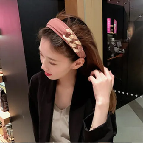 Samt Kette Haarreif Retro Einfach Goldene Kette Haar Hoop Mode Einfarbig Kopfschmuck Haarschmuck Für Damen