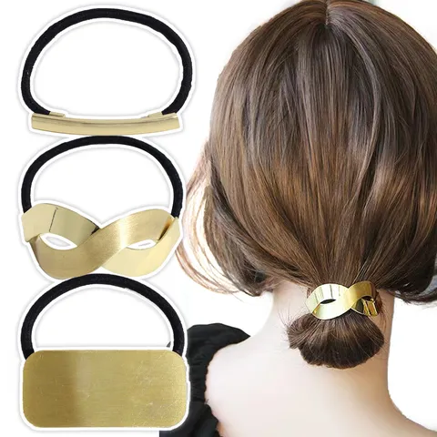 Minimalistisch Metall Geometrisch Haargummis Für Mädchen Hohe Elastizität Glattes Finish Pferdeschwanz Halter Modisches Pendeln Damen Haarschmuck