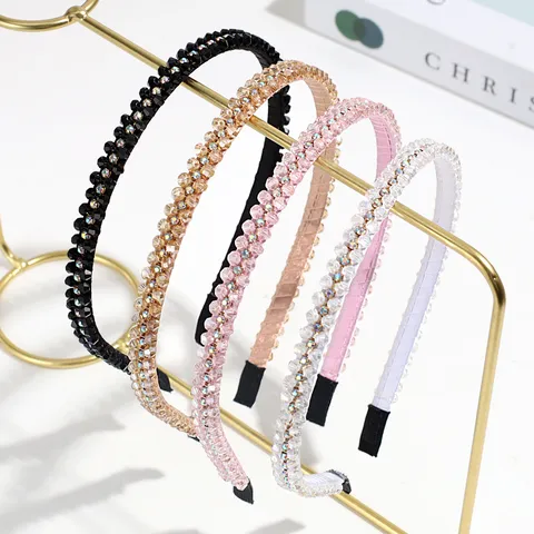 Elegant Rhinestone Headband For Women Fashion Crystal Beaded Hair Band Non-Slip Fabric Wrapped Alloy Plastic Base Hair Accessories For Daily Party Decor