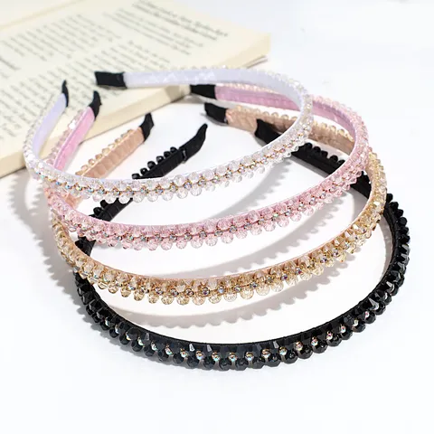 Elegant Rhinestone Headband For Women Fashion Crystal Beaded Hair Band Non-Slip Fabric Wrapped Alloy Plastic Base Hair Accessories For Daily Party Decor