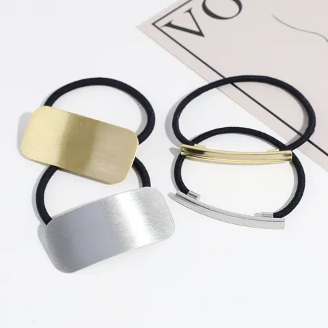 Minimalistisch Metall Geometrisch Haargummis Für Mädchen Hohe Elastizität Glattes Finish Pferdeschwanz Halter Modisches Pendeln Damen Haarschmuck