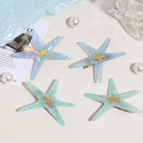 Sweet Ocean Starfish Dolphin Hair Clips Resin Small Fresh Hair Pins For Girls Daily Hair Styling Seaside Style Starfish Hairpins Accessories