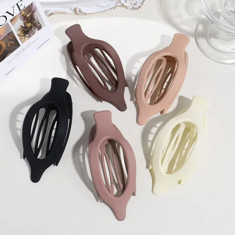 Fashion Solid Color Matte Oval Hair Claw Clip For Women Elegant Geometric Hollow Out Alligator Clip Updo Hair Accessories