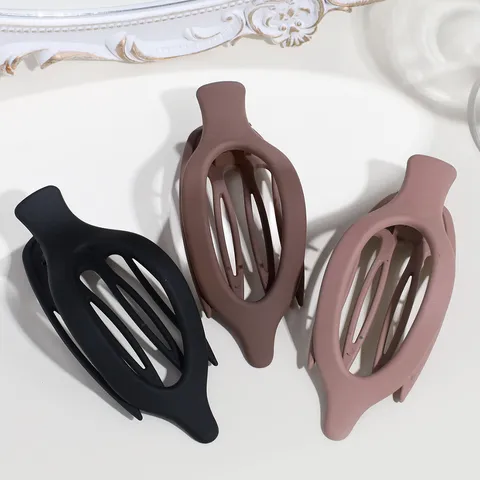 Fashion Solid Color Matte Oval Hair Claw Clip For Women Elegant Geometric Hollow Out Alligator Clip Updo Hair Accessories