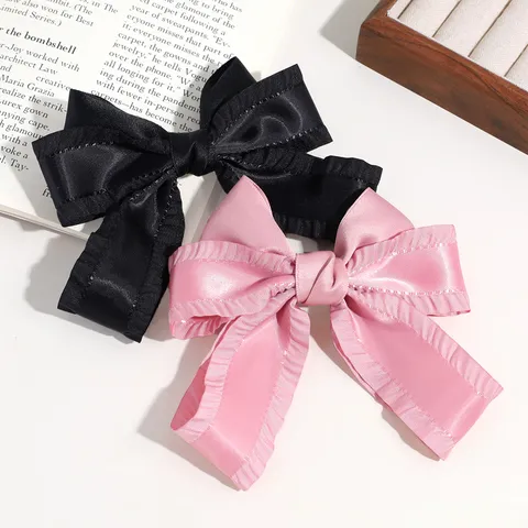 Sweet Lace Bow Hair Clip Fashion Princess Hairpin Bowknot Tassel Rhinestone Hair Accessory For Women Girls Plush Satin Hair Clip