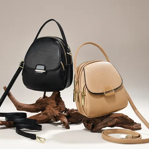 Borsa a Tracolla Mini in Pelle PU Minimalista Urbano Borsa a Mano Multistrato Con Cerniera Leggera Tinta Unita da Donna Pendolarismo Quotidiano