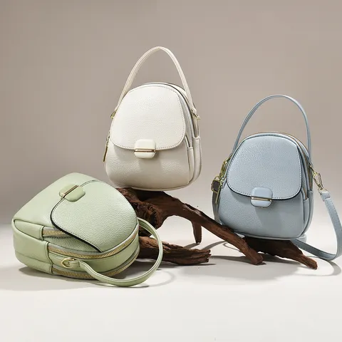 Borsa a Tracolla Mini in Pelle PU Minimalista Urbano Borsa a Mano Multistrato Con Cerniera Leggera Tinta Unita da Donna Pendolarismo Quotidiano