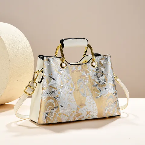 Chinesischer Stil Luxus PU Leder Handtasche Wolke Stickerei Umhängetasche Patchwork Crossbody Tasche Geschenk Für Mutter Damen