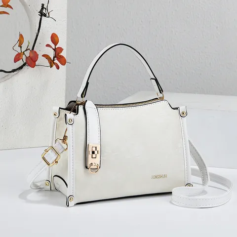Women Floral Embossed PU Leather Top Handle Crossbody Bag Small Square Bag With Metal Lock Casual Commuter Handbag