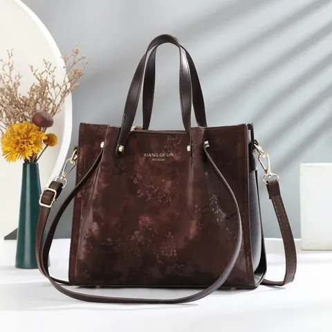 Borsa Tote Vintage in Pelle PU da Donna Grande Capacità Borsa Shopper Casual Borsa a Mano Retro con Tracolla Regolabile
