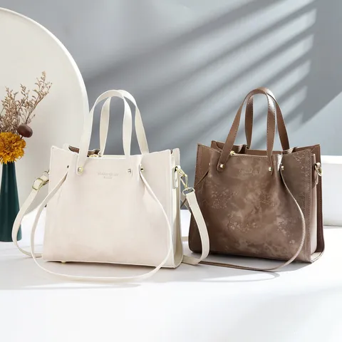 Borsa Tote Vintage in Pelle PU da Donna Grande Capacità Borsa Shopper Casual Borsa a Mano Retro con Tracolla Regolabile