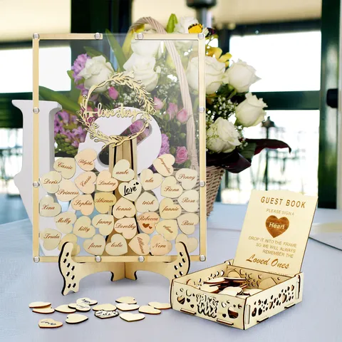 Libro de Visitas de Boda de Acrílico Alternativo Marco de Fotos Transparente Conjunto de Caja de Caída Adornos de Decoración de Fiesta Para Celebración