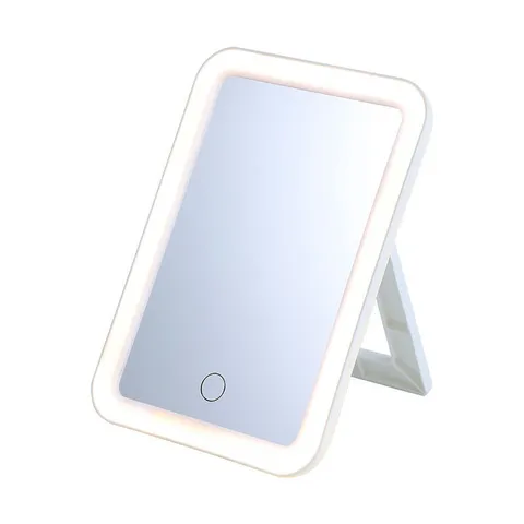 Desktop Makeup Mirror Portable Folding Vanity Mirror with LED Lights Touch Screen for Dormitory Bedroom