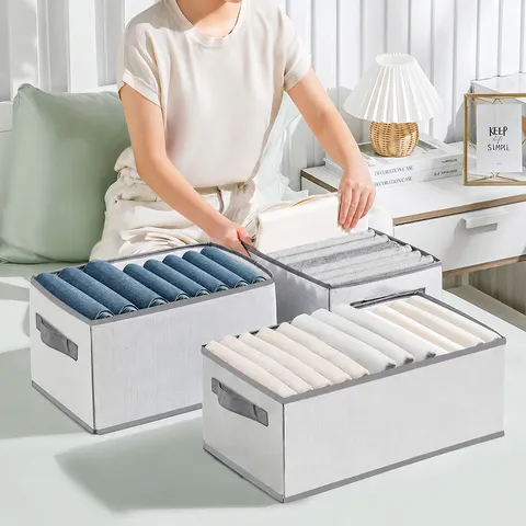 Foldable Clothes Storage Box Wardrobe Organizer Compartment Divider For Pants Jeans
