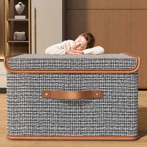 Huishouden Opvouwbare Oxford Doek Opslag Doos Met Deksel Garderobe Kleding Organizer Bak Voor Slaapkamer