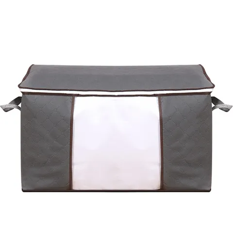 Sac de Rangement pour Couette en Tissu Non Tissé Épais Grande Capacité Boîte Organisatrice de Vêtements Pliable Avec Fenêtre
