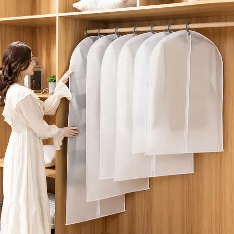 Housse Anti-poussière Transparente pour Vêtements Sac de Rangement Suspendu Protecteur de Vêtements Imperméable pour Costume Manteau Robe Organisateur