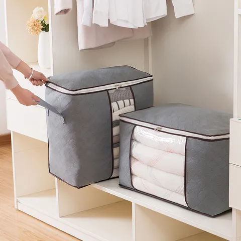 Faltbare Vliesstoff Bettdecken Aufbewahrungstasche Große Kapazität Kleiderorganizer Mit Sichtfenster Griffen Für Schlafzimmer Umzug