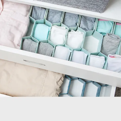 Plastic Honeycomb Drawer Organizer Adjustable DIY Partition Divider Storage Board For Bedroom Closet Underwear Socks