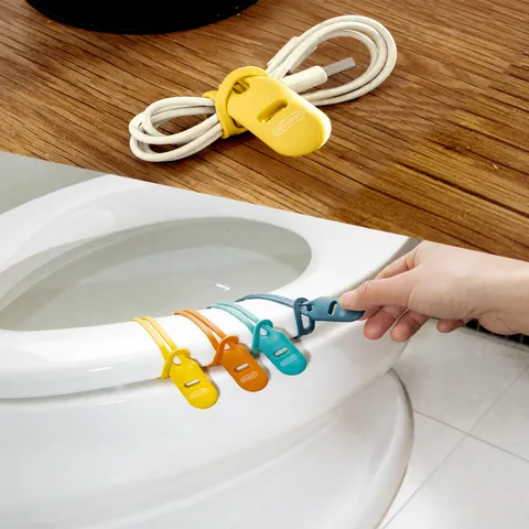 Multi Functional Silicone Cord Winder Toilet Lid Lifter Portable Anti Dirty Toilet Cover Handle Bathroom Accessory