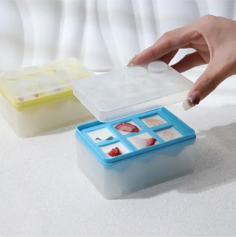 Bandeja De Hielo Creativa Con Tapa Forma De Bloque De Construcción Animal Gema Molde De Silicone Desmoldeo Fácil Gadget De Cocina