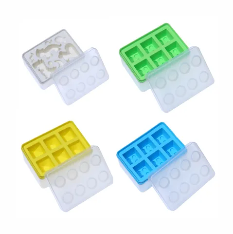 Bandeja De Hielo Creativa Con Tapa Forma De Bloque De Construcción Animal Gema Molde De Silicone Desmoldeo Fácil Gadget De Cocina