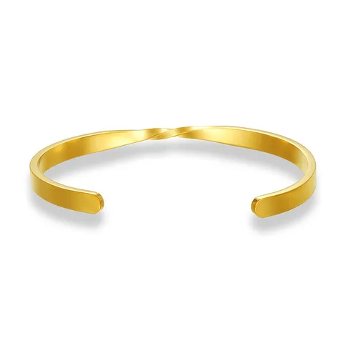 Bracelet Jonc Ouvert en Forme de C en Acier Inoxydable Torsadé Tendance pour Femme Bracelet Manchette Möbius Or Acier Bijoux