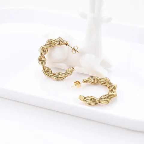 Boucles d'Oreilles Créoles Torsadées en Acier Inoxydable et Titane Style Européen et Américain Design Géométrique en Spirale pour Femmes Bijoux de Mode