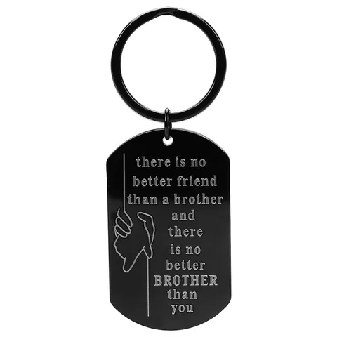 Porte-clés Plaque Militaire Acier Inoxydable Cadeau Frère Pour Fête Enseignants Pères Amitié Poignée Main Gravée Anneau Clé