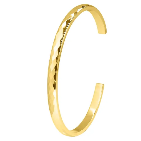 Bracelet Jonc Ouvert Rond pour Hommes en Acier Inoxydable Plaqué Or 18K Bracelet Géométrique Poli de Haute Qualité