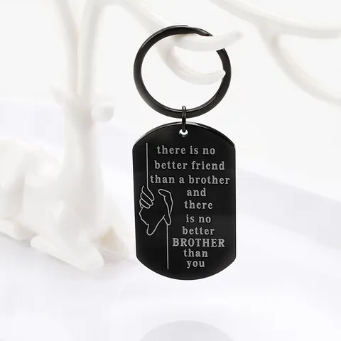 Porte-clés Plaque Militaire Acier Inoxydable Cadeau Frère Pour Fête Enseignants Pères Amitié Poignée Main Gravée Anneau Clé