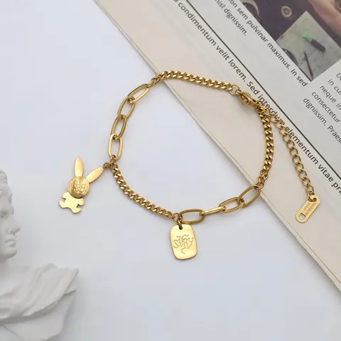 Bracelet en Chaîne Trombone en Acier Inoxydable pour Femmes Minimaliste Géométrique Boucle OT Bijou de Main Tendance Cadeau